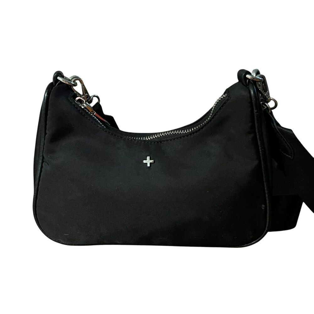 Peta + Jain Crossbody Bag Women's Small Black Nylon Chain Shoulder Purse